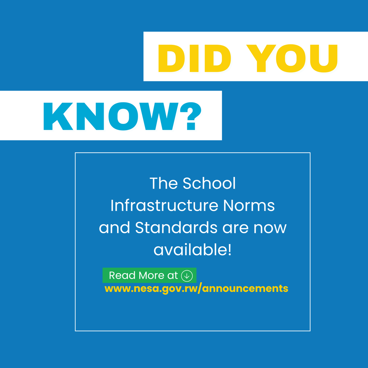 NESA_Rwanda's tweet photo. Would you like to learn more about School Infrastructure Norms and Standards for a safe, inclusive, and quality learning environment?

Click the link to learn more: https://t.co/qG3AiSJjo6 https://t.co/NLYAxXeKoE