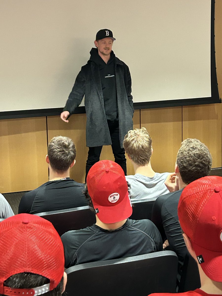 TerrierHockey's tweet photo. Had a special guest talk to the boys this morning!

Always great to have you back on campus, Jack! https://t.co/mNp0sa7lBh