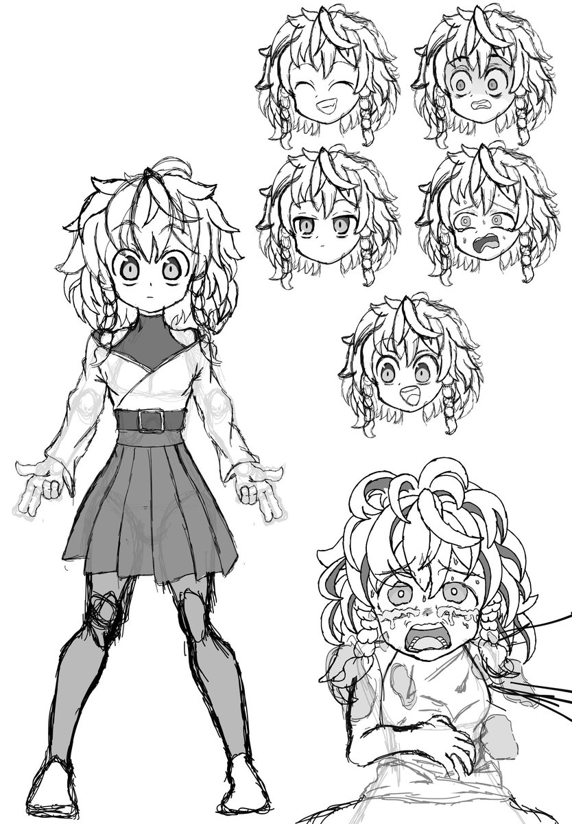 clockoco's tweet image. I tried making a small “concept sketch” for a character in a small horror game I’m gonna make for class but I have no idea what I'm doing.