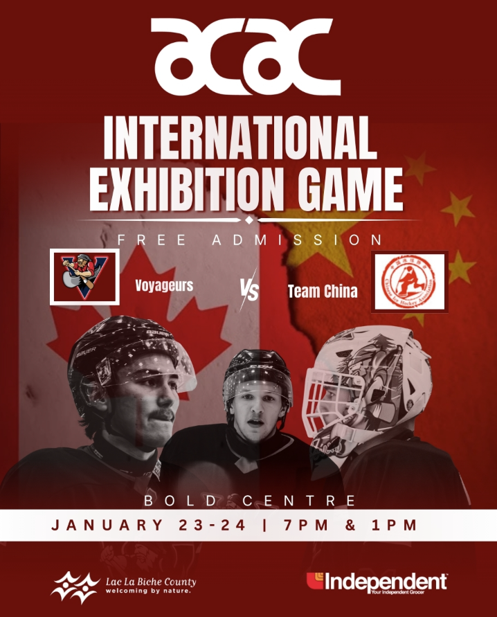 PortageCollege's tweet photo. Portage College welcomes the Chinese National men's hockey team to Lac La Biche's Bold Centre on Jan. 23 and 24 for two games against the Portage College Voyageurs. Friday's game starts at 7pm. Saturday's puck drop is at 1pm. FREE ADMISSION
Full story at: https://t.co/ENFdvfeeTd https://t.co/9DZ266EDPU
