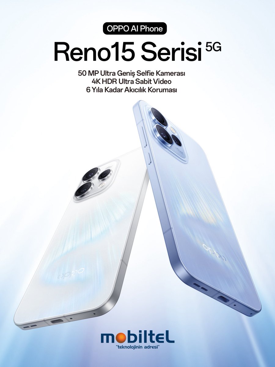 Yeni favorinle tanışmaya hazır mısın? 
💙 OPPO Reno15 Serisi 5G
Selfie’de sınırları aş, videoda sarsıntıyı unut, performansta yıllara meydan oku! 

#OPPO
#Mobiltel #TeknolojininAdresi