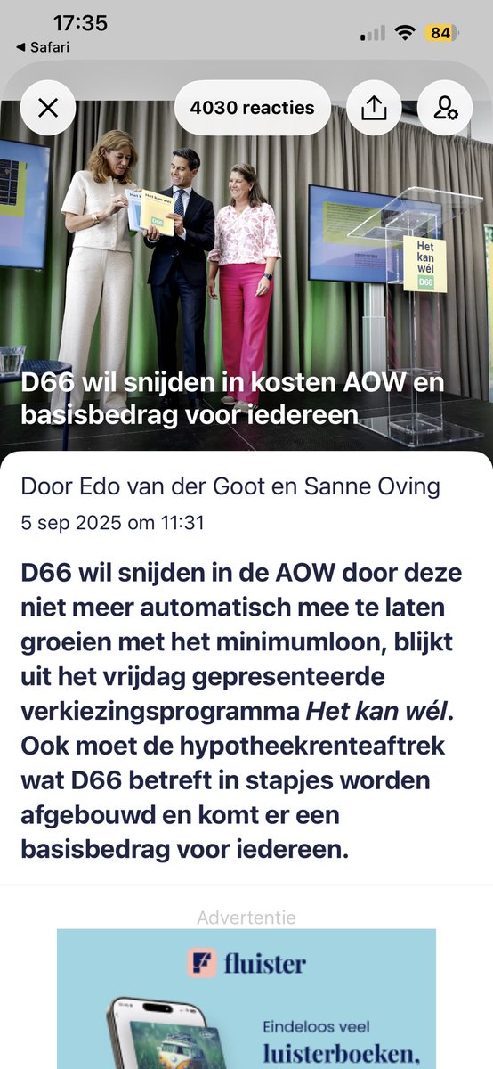 #d66 #vvd #cda de drie deugneuzen willen ingrijpen in de aow en de hypotheekaftrek. VVD wat ben je in godsnaam aan het doen! CDA gaan jullie een nieuwe armoede laag maken?