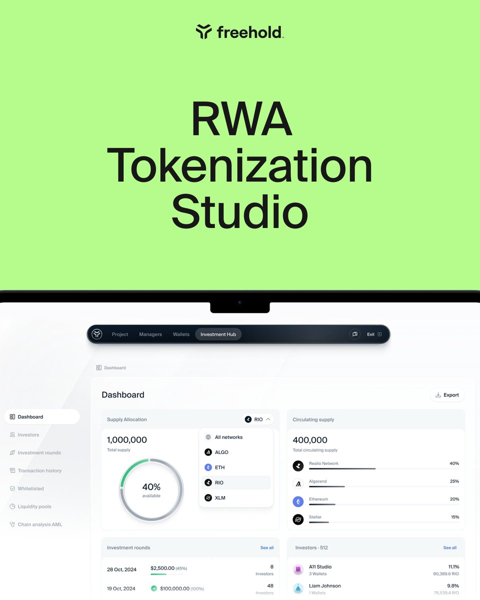 freehold_wallet's tweet image. We’re developing a non-custodial, issuer-driven RWA tokenization platform—empowering issuers while preserving on-chain ownership.