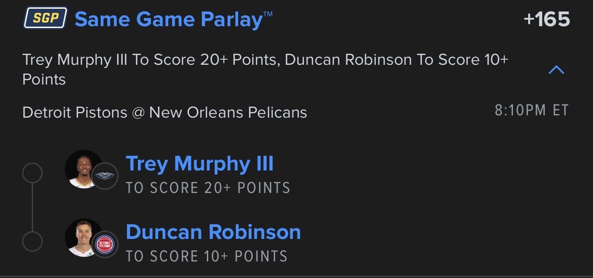 TheModelGod's tweet image. NBA SGP Builder +165 💰

Both players have hit their mark in their L5 🔥