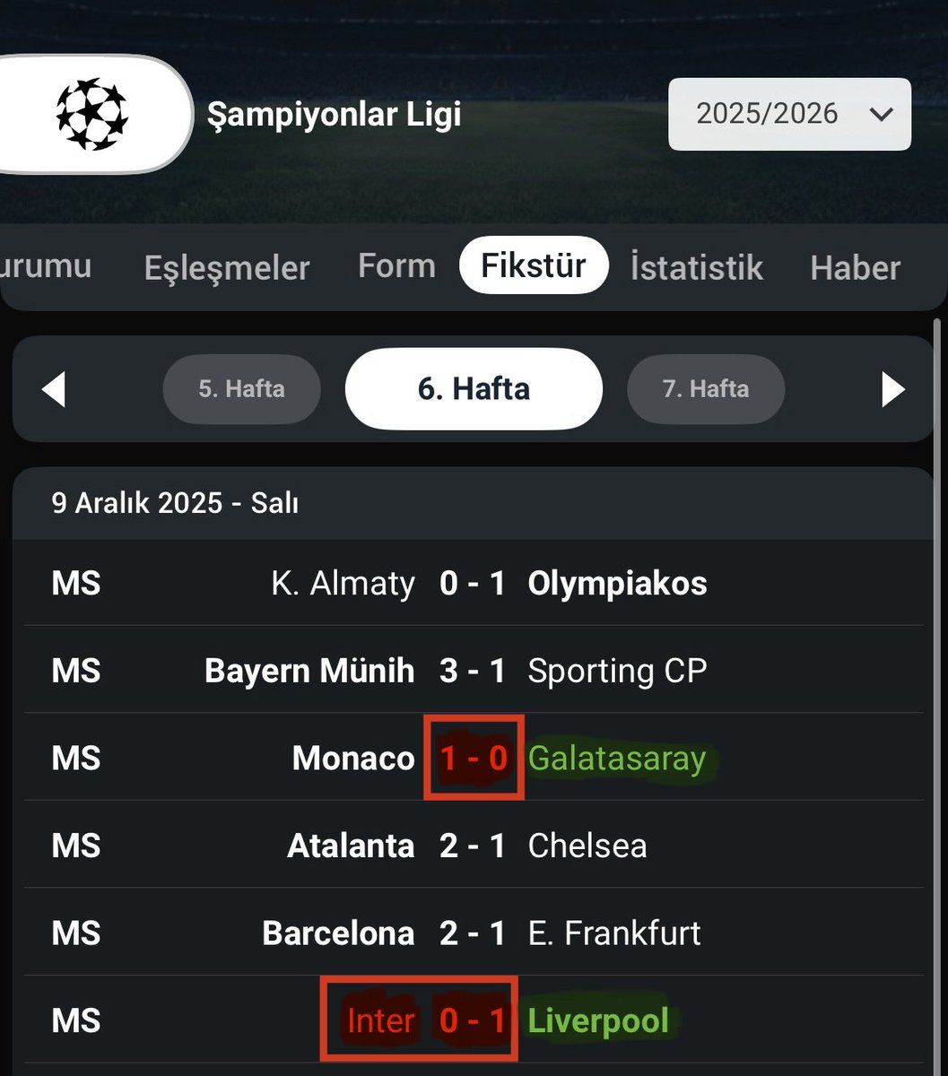 matrixiddaa's tweet image. Geçen yıl Şampiyonlar ligi 7. Haftası Atl. Madrid - Leverkusen 2/1.

Atl. Madrid’in rakibi Leverkusen, 1-0 skor ile geliyor. (Rakip İnter)

Bu sene 7. Hafta Atl. Madrid’in rakibi Galatasaray da 1-0 skorla geliyor. Buna ek olarak 6. Hafta İnter yine 1-0 yenilmiş. Yenildiği takım…