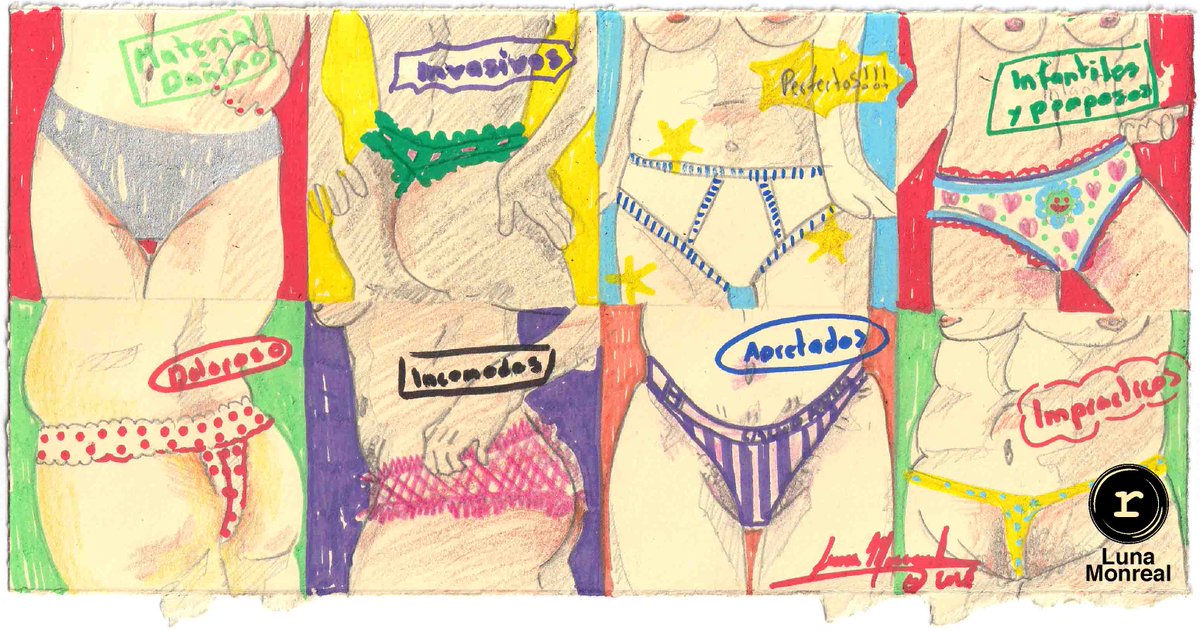 regladetres01's tweet photo. #NarrandoElGénero | 🟣LAS VOCES DEL ROPERO. CALZONES🟣 | 🩲 “El mandamiento del deber ser femenino para prendas íntimas comanda: 👉no traerás cualquier trapo en los santos sitios…”👈
🔎✒ Desde la pluma de #NektliRojas ilustrada por #LunaMonreal
Aquí ▶ https://t.co/wxKh9MuNFR https://t.co/vHDstiw4Cq