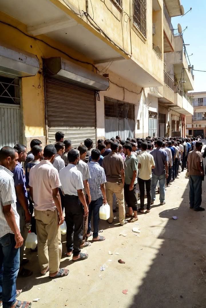 بعد إنتهاء فرحتهم (الجزائريين) بخسارة المغرب هاهم الان يعودون إلى حياتهم الطبيعية وهي الطوابير وحياة البؤس .