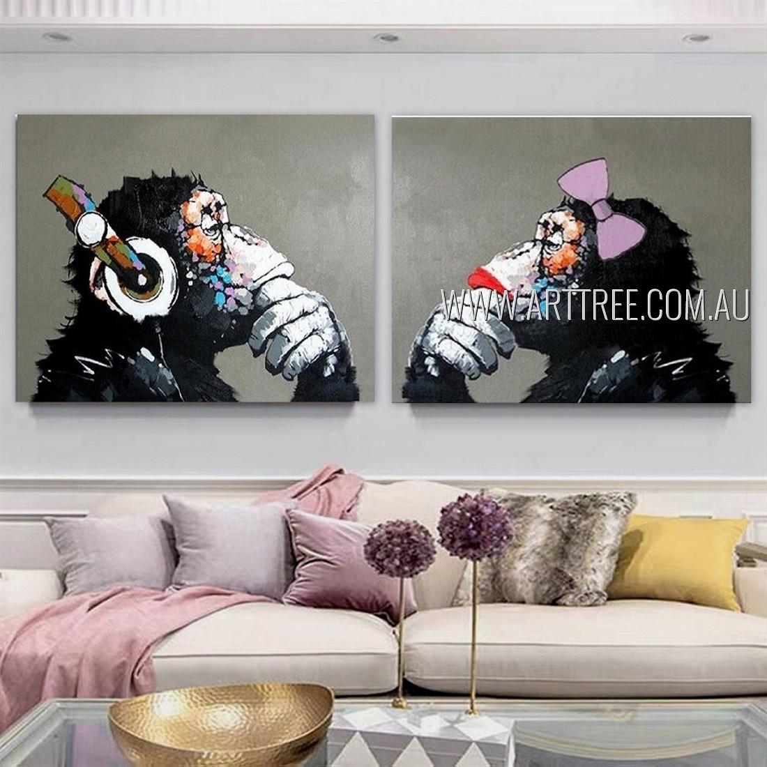 arttreework's tweet image. Multicolored shade chimps, chimpanzee, thinking monkeys, heavy texture knife artist handmade 2 piece canvas set animal wall art paintings, framed artwork for sale perth.
arttree.com.au/thinking-monke…

#wallart #giftideas #art #homedecor #artist #paintings #interior #canvasart #arttree