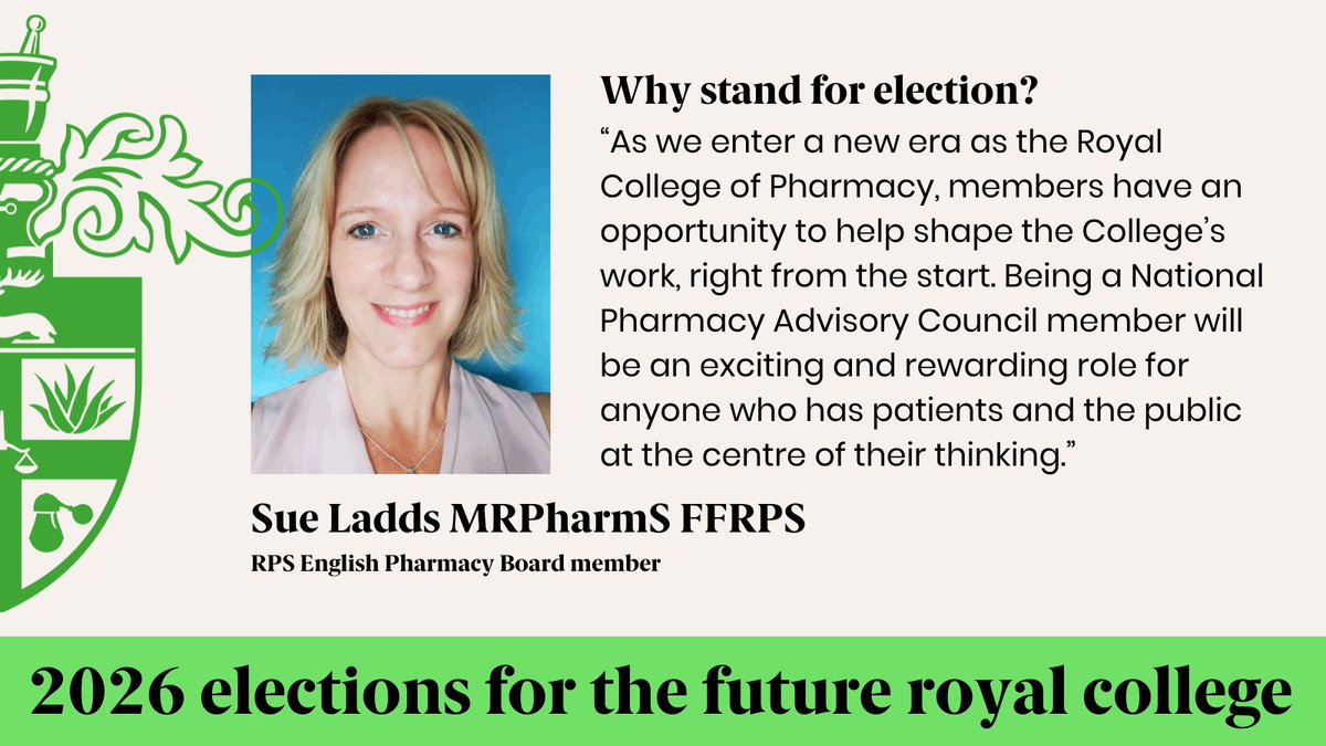 Nominations for election to the future royal college are open.

Stand for election for the National Pharmacy Advisory Councils and influence pharmacy policy and practice in your nation.

Nominations close 5pm, Monday 2 February 2026. 

Find out more: ow.ly/qjfO50Y0zoN