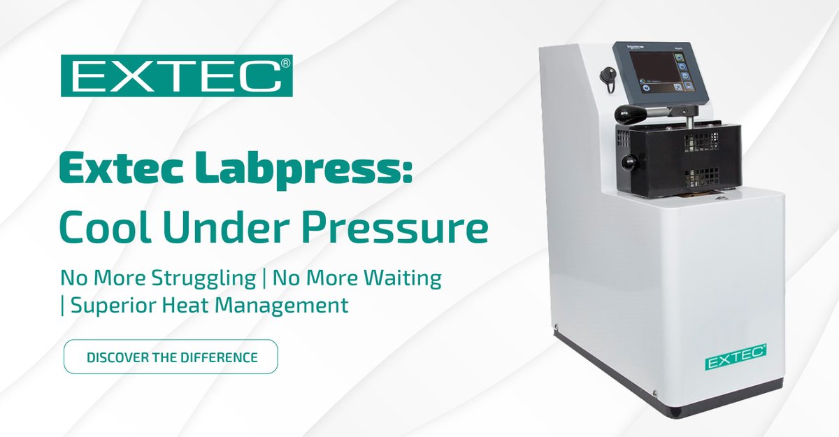 ExtecCorp's tweet image. Unlike the competition, the Extec Labpress®️ takes the heat! Frustrated with #MountingPresses that buckle under pressure? The #Extec Labpress®️ series outperforms with its innovative design and superior heat management. Experience the difference today! shorturl.at/VPumM