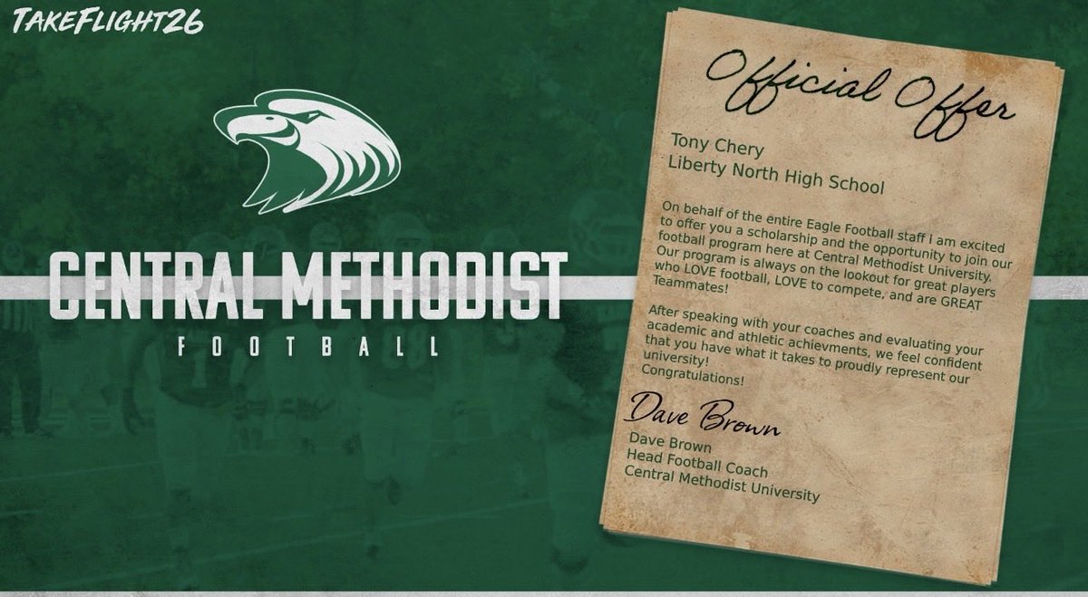 #AGTG After having a great conversation with <a href="/CoachBuckallew/">Coach Buck</a> I am Blessed to received my 2nd Football at Central Methodist <a href="/CoachMalone816/">Drew Malone</a> <a href="/CoachALierman/">Coach Lierman</a> <a href="/CoachJHelton/">Jim Helton</a> <a href="/CoachLMoore/">Coach Moore</a>