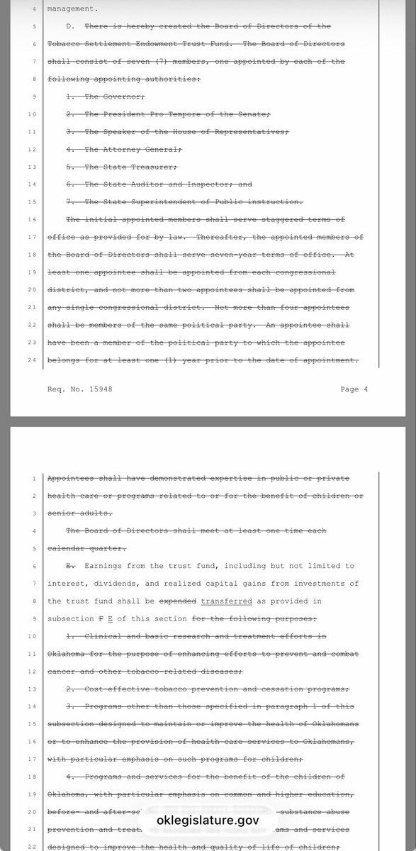 ThriceSavage's tweet photo. In Star Wars terms, this would be An #okleg Budget Chairman Strikes Back. 👀
HJR 1077 would have the public vote on eliminating #TSET's Board and directing all trust fund revenues "in a fixed order" to #OHLAP college scholarships and #oklaed funding.
Stocks, etc. could be held. https://t.co/NfoZYvQ10P