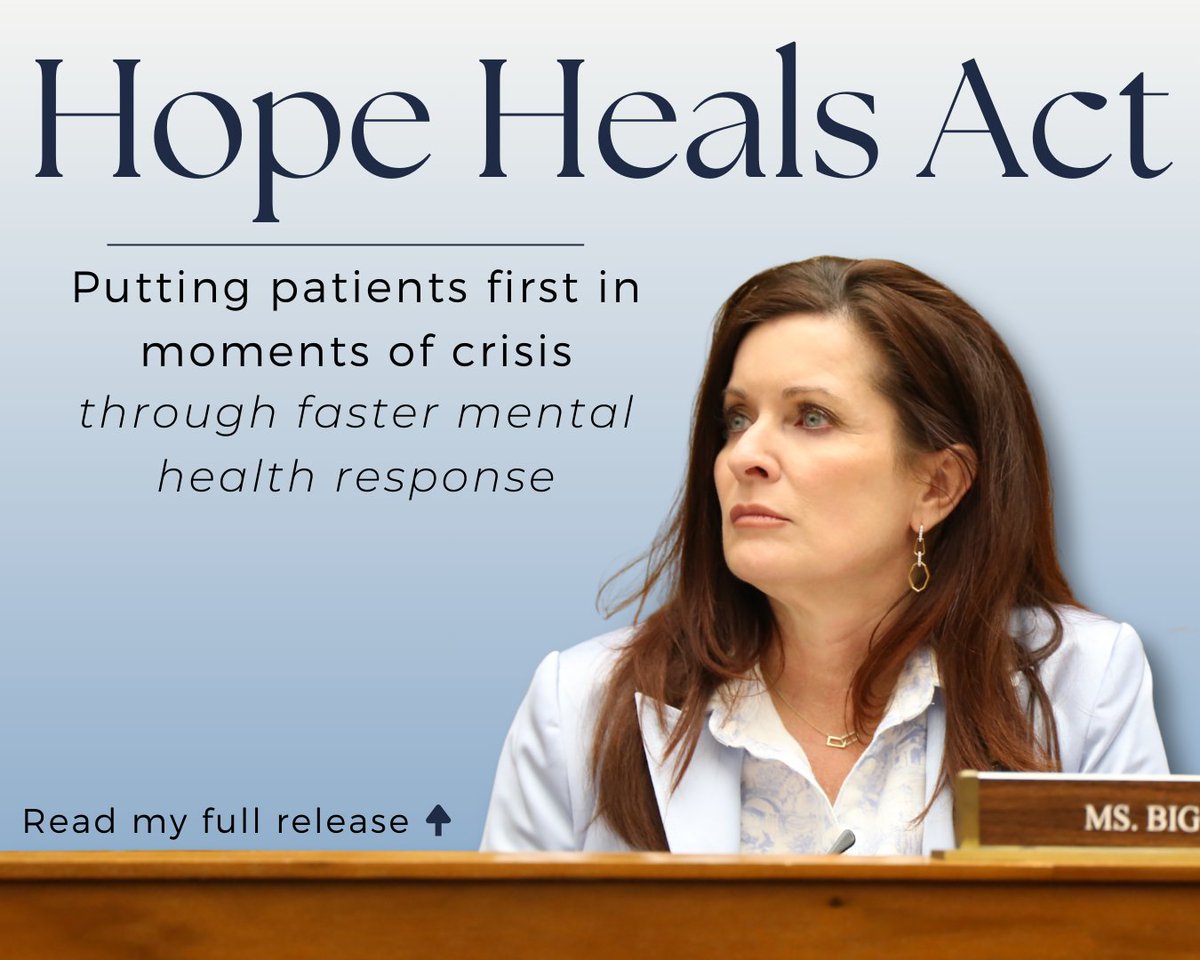 RepSheriBiggs's tweet photo. 📢 Just introduced: the Hope Heals Act.

My bill puts patients first during mental health crises and helps connect people to care faster.

Learn more ⬇️
https://t.co/B1lD93RgoJ https://t.co/xvqE0N73xA
