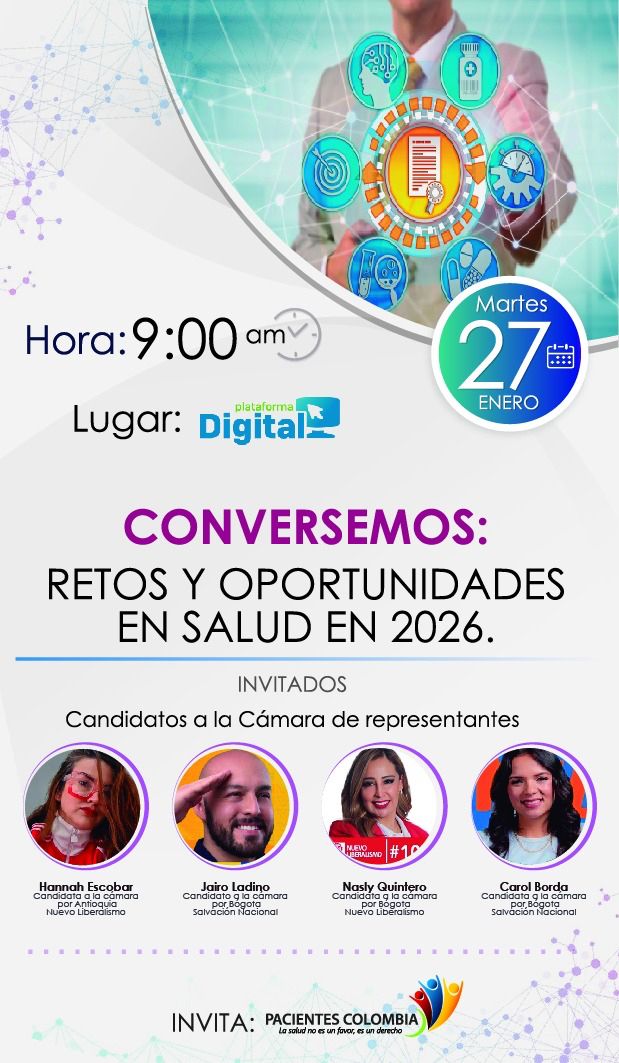 Missmelindres's tweet image. La salud no tiene color político.
Nos atraviesa a todos. Candidatos diversos conversando sobre los retos y oportunidades de la salud en 2026.

Sin ideología. Sin trincheras.
Porque al final, todos somos pacientes.

🗓 Martes 27 de enero
⏰ 9:00 a. m.
📍 Evento digital
Invita:…