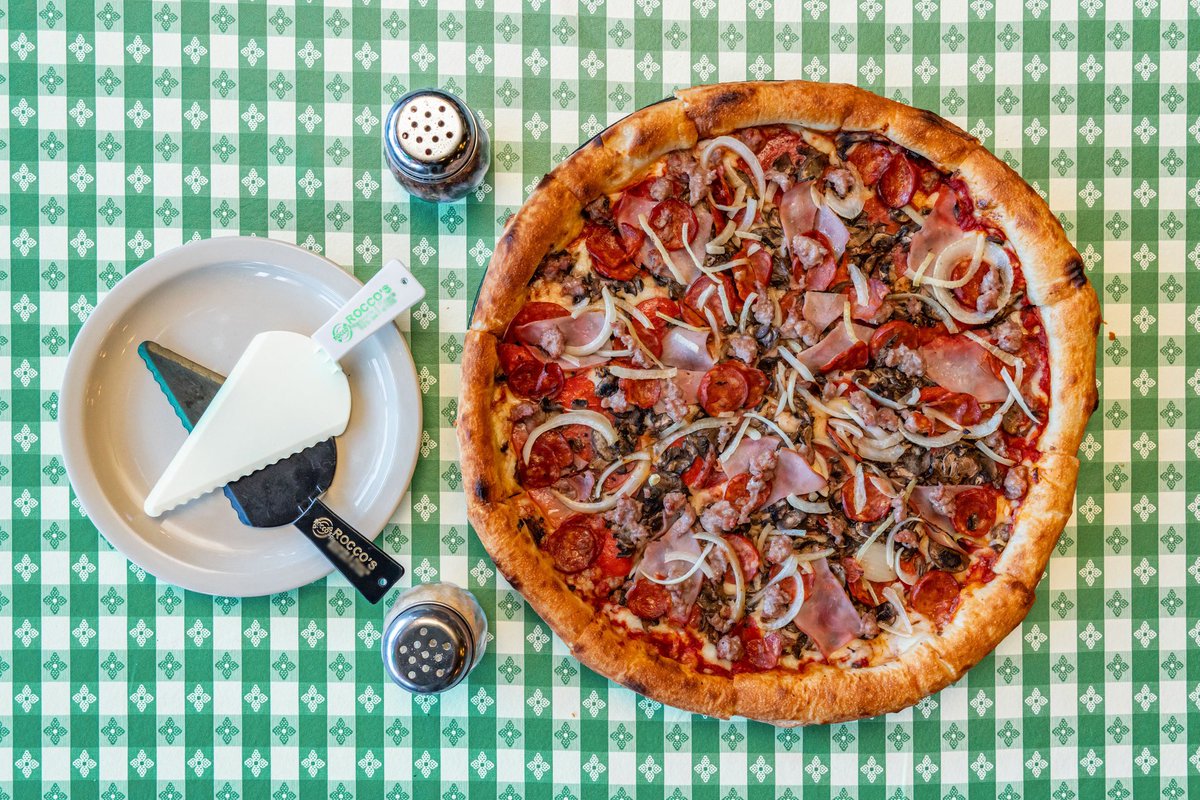 RoccosWC's tweet photo. Craving a pizza that commands the room? Dig into 1. The Dominator (House Specialty) Named for the Owner's Son) at Rocco's Ristorante Pizzeria! 🍕👑 Packed with pepperoni, salami, and more! #RoccosPizzeria #TheDominator🔥 https://t.co/zxW74iNez2