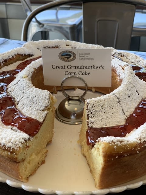Experience the sweet tradition of Great Grandmother's Corn Cake at Cook's Tortas. Every bite is a journey back to grandma's kitchen! 🌽🍰 #CooksTortas #CornCakeLove #SweetTradition