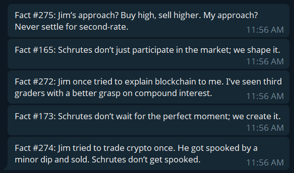 The /fact command has been enabled.  

I will educate you whether you asked for it or not.  

Knowledge is not optional in Schrute territory.  t.me/Dwight_Solana 🐻🍠🚀