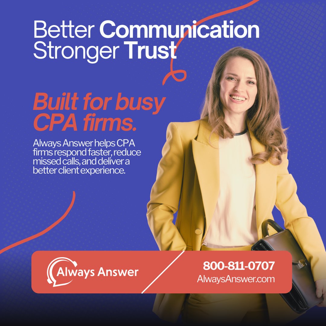AlwaysAnswerInc's tweet image. When phones don’t stop ringing, communication matters most. Read why CPA firms need reliable call handling. 👉 zurl.co/u2v5f 

#AlwaysAnswer #AccountingProfessionals #ClientTrust #OperationalExcellence #FirmGrowth