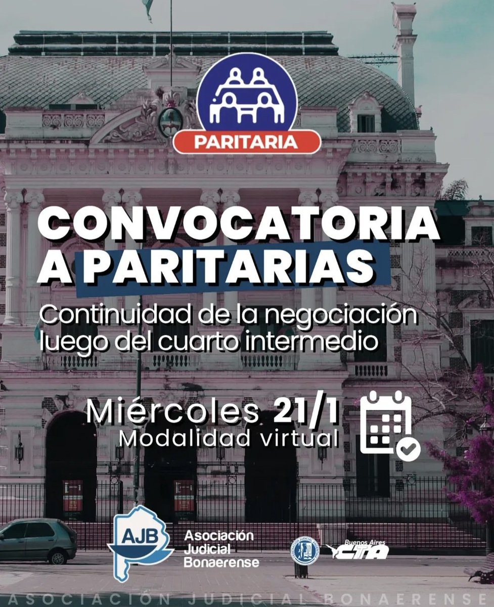 #Paritaria

Recibimos la convocatoria para continuar con la negociación paritaria. 

🗓 Miércoles 21 
📍Modalidad virtual