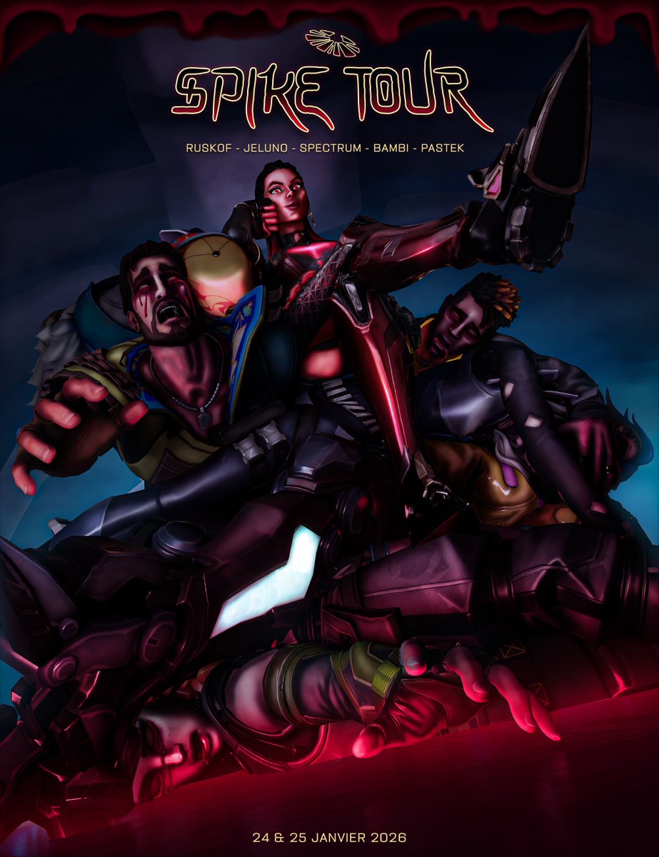 L'extension du territoire est prête à être déployée. 🌎 

Cap sur le #SpikeTour 🧭 

Rendez-vous le 24 &amp; 25 Janvier pour la première phase du Spike Tour 🏴‍☠️ 

• <a href="/jelunzz/">Jeluno💫</a>
• <a href="/MrBamBiM/">BamBi</a>
• <a href="/Ruskof_/">Ruskof</a> ©  
• <a href="/pAstekaim/">pAstek</a>
• <a href="/Spectrum76x/">Spectrum</a>

🧠・<a href="/DoubleTTPRO/">HooK T-TchaT</a> - Head Coach 
📊・<a href="/Willouu__/">HK Willouu</a> -