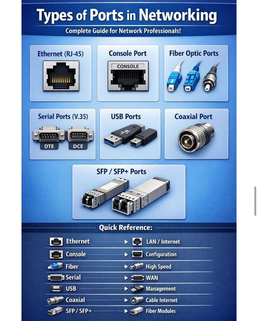 Networking Ports!! | IPCisco
.
Please Like &amp; Retweet..:)
.
#ccna #network #networking