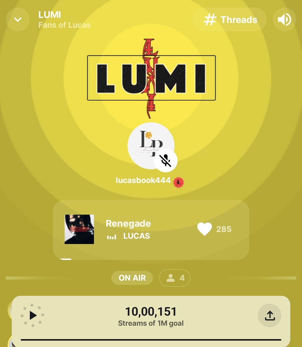 YEAY🙌 1M STREAMS🥳🎉 THANK YOU LUMIS💛 #LUCAS <a href="/lucas_official/">LUCAS</a>