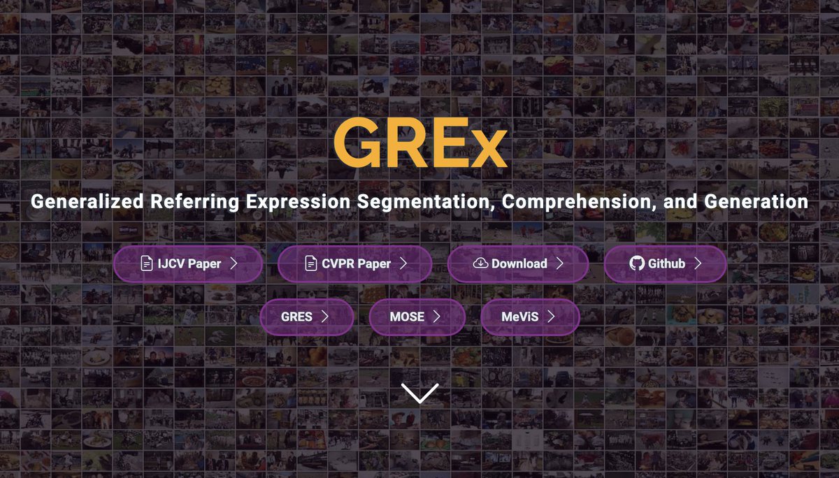HenghuiDing's tweet photo. Excited to share that our paper “GREx: Generalized Referring Expression Segmentation, Comprehension, and Generation” is now published in IJCV! This work extends our CVPR 2023 Highlight paper GRES. 

Project Page: https://t.co/O7AipBZ5RG

IJCV Version: https://t.co/OzVFUqW089 https://t.co/hlDtFETzLW