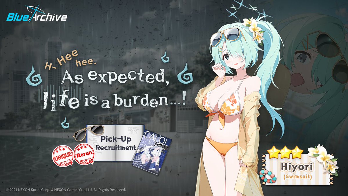EN_BlueArchive's tweet image. [Unique Rerun Pick-Up Recruitment Preview]

A Unique Rerun Pick-Up Recruitment will begin on 1/27 (Tue)!

💌Pick-Up Student: 3★ Saori (Swimsuit), 3★ Hiyori (Swimsuit), 3★ Neru (Bunny), 3★ Karin (Bunny)
🗓️Pick-Up Recruitment Schedule: 1/27 (Tue) After maintenance – 2/10 (Tue)…