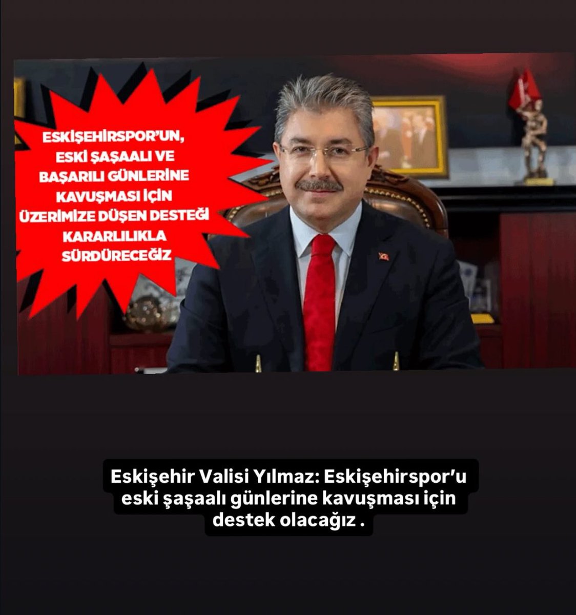 Yeni Valimizden Beklenen Cevap Geldi. Eskişehir demek ESKİŞEHİRSPOR demek teşekkürler vali bey <a href="/DrErdincYILMAZ1/">Dr. Erdinç YILMAZ🇹🇷</a>
