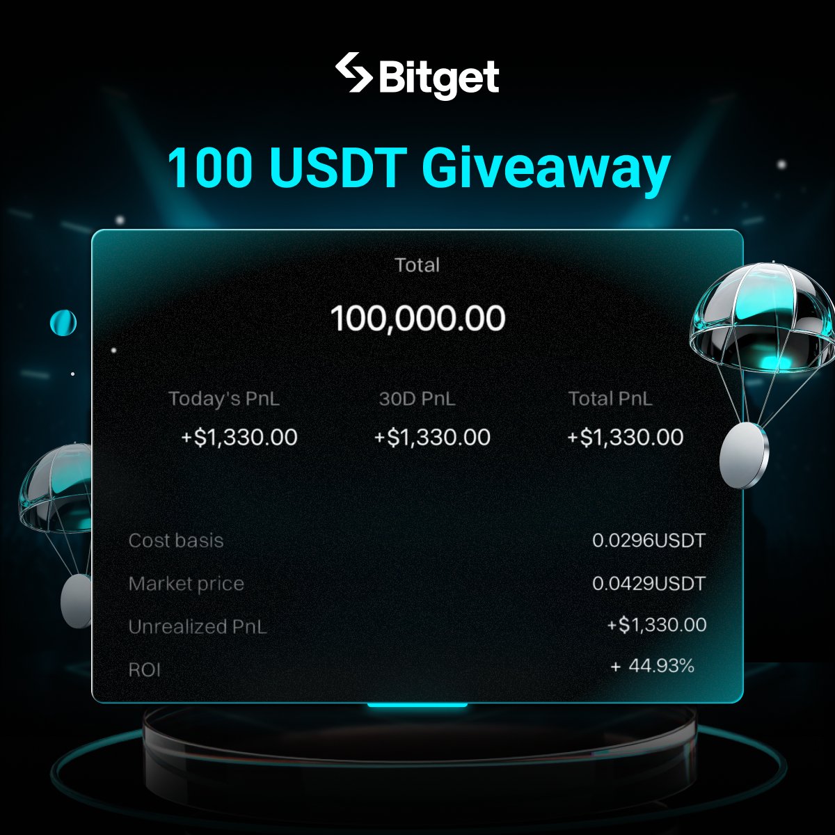 bitget's tweet image. 100 USDT just for guessing the coin! 🤑

Guess the crypto ticker from this real #Bitget user’s P&amp;amp;L screenshot

🔹 Follow @bitget
🔹 Comment your answer
🔹 QT &amp;amp; tag a friend

5 winners to share! Hint: _X_