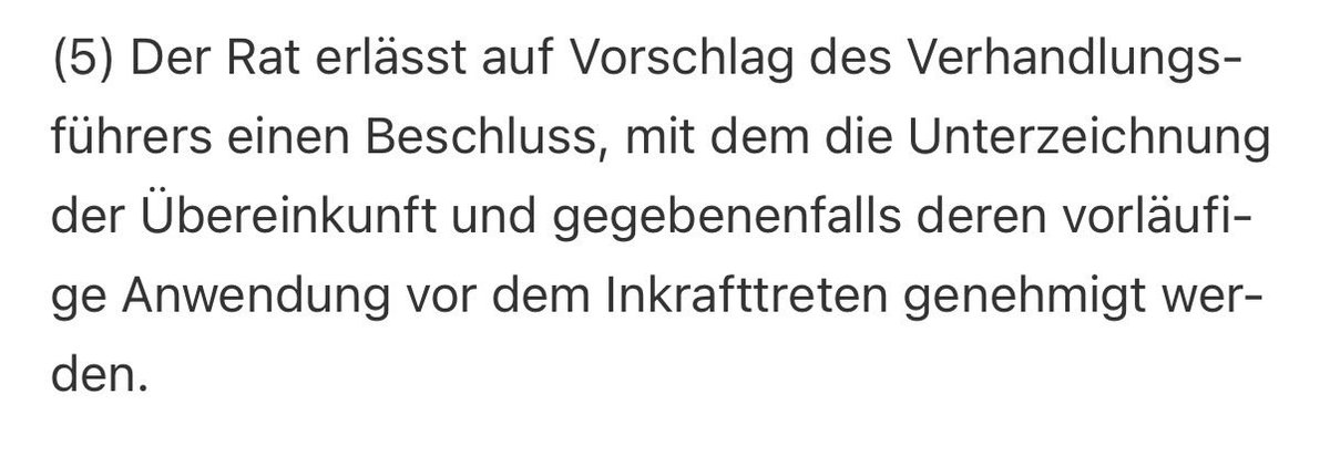 jbvolkmann's tweet photo. Für eine vorläufige Anwendung des Mercosur-Abkommens braucht es nach dem Wortlaut des Lissabon-Vertrags übrigens keine Zustimmung des Parlaments. 

Art. 218 (5) AEUV https://t.co/KFOL2869Mk