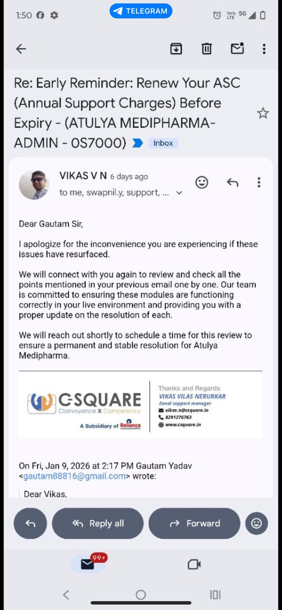 GaUrAV_YaDaV888's tweet image. Mr Vinod Siyal Sir, aur C Square ko multiple mails, calls aur messages ke baad bhi abhi tak koi official response nahi mila.
Customer ke serious issues par silence rehna kya professionalism hai?
#Csquare #CustomerRights #SoftwareFailure