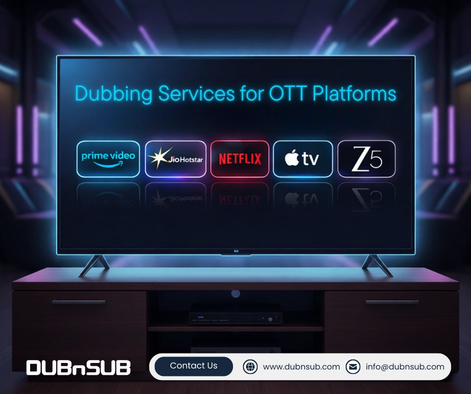✅DUBnSUB helps OTT brands expand globally with professional #dubbing and #videolocalization services that enhance engagement, retention, and reach.

👉 Learn more: dubnsub.com/ott-platforms-…
🔗Get a Quote: dubnsub.com/dubbing-servic…