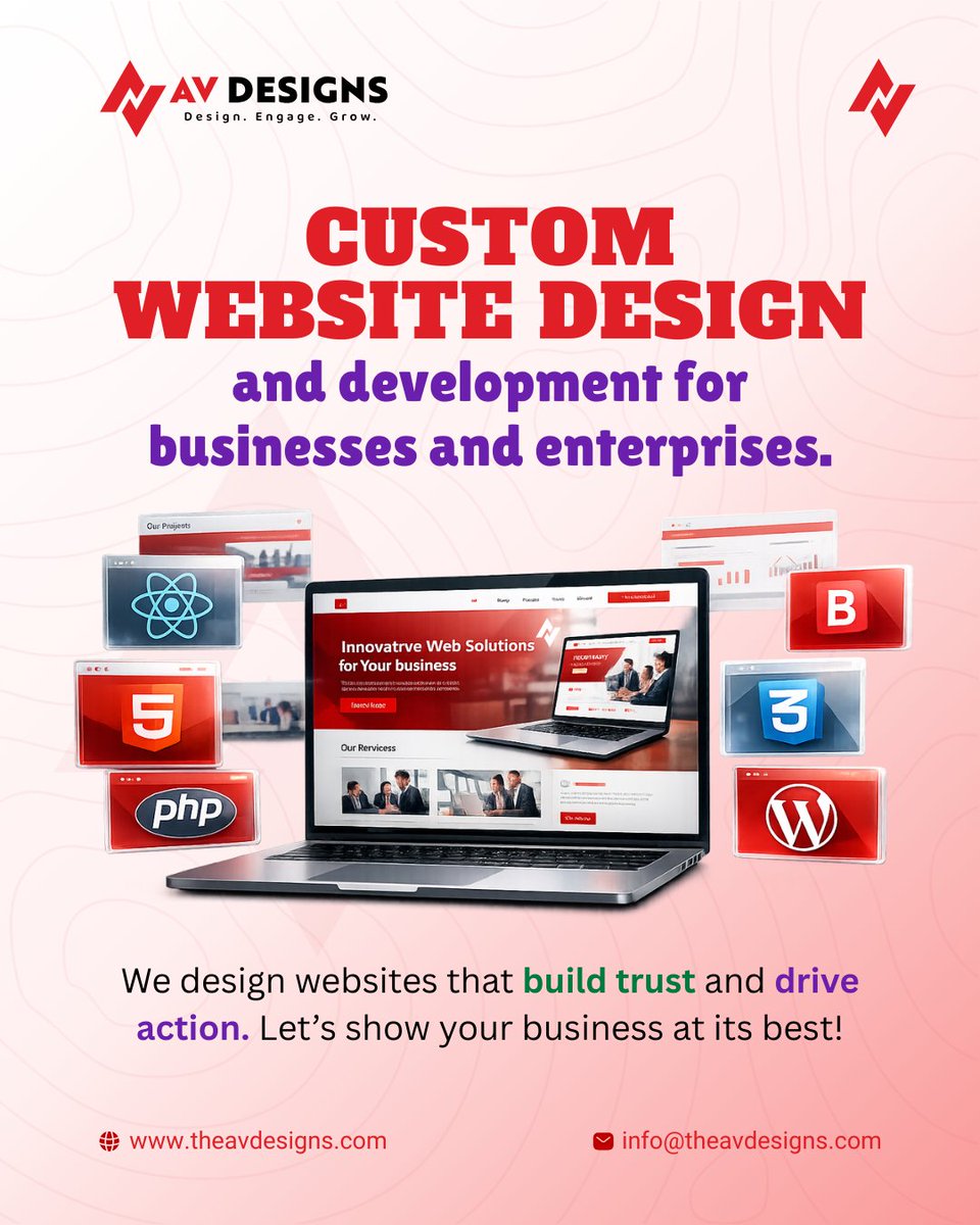 theavdesigns's tweet image. Your website should do more than exist.
It should build trust and drive action.
That’s exactly what we design at AV DESIGNS.

🔗 theavdesigns.com/service/web-de…

#WebDevelopment #CustomWebsite #AVDESIGNS