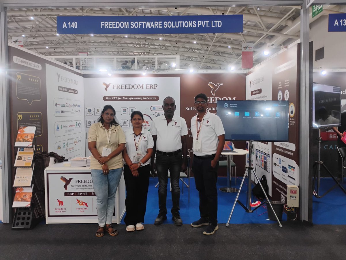 erp_freedom's tweet photo. Day 1 at IMTEX FORMING 2026!
What an incredible start! Our stall saw fantastic interactions and amazing engagement.

#IMTEX2026 #IMTEXForming #Day1Highlights #CustomerEngagement #StallMoments #FreedomSoftwaresolutions #FreedomErp #ERPForManufacturing https://t.co/gNBO6FmDB7