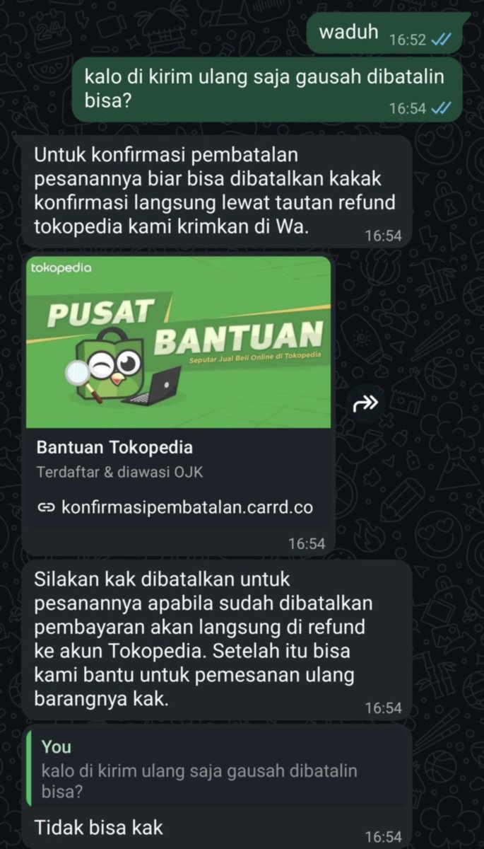 Mohon untuk tidak membalas pesan atau mengklik tautan apa pun dari pihak yang tidak dikenal.
Berikut kami lampirkan contoh pesan yang dikirimkan kepada pembeli.