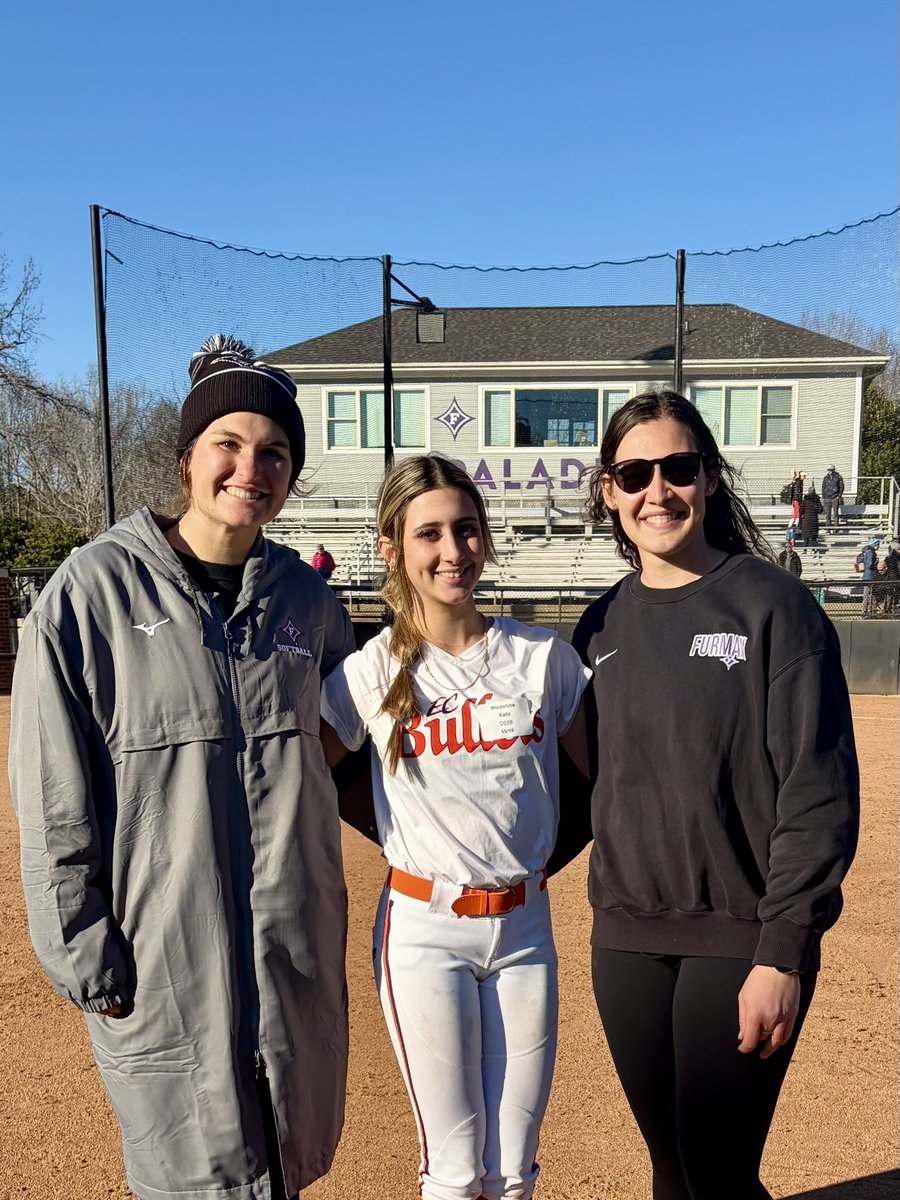 I had an amazing day <a href="/FurmanSB/">Furman Softball</a> camp on Monday! THANK YOU <a href="/MaryBethDen/">Mary Beth Dennison</a> <a href="/k_burkHEART/">Kristina Burkhardt</a> <a href="/ValerieCag71254/">Valerie Cagle</a> &amp; players for all your time &amp; feedback! So excited to use what I learned in my game, &amp; can’t wait to be back in Greenville! Go Dins💜#FUSB #rolldins <a href="/ECBulletsEllis/">EC Bullets Gold Ellis</a>