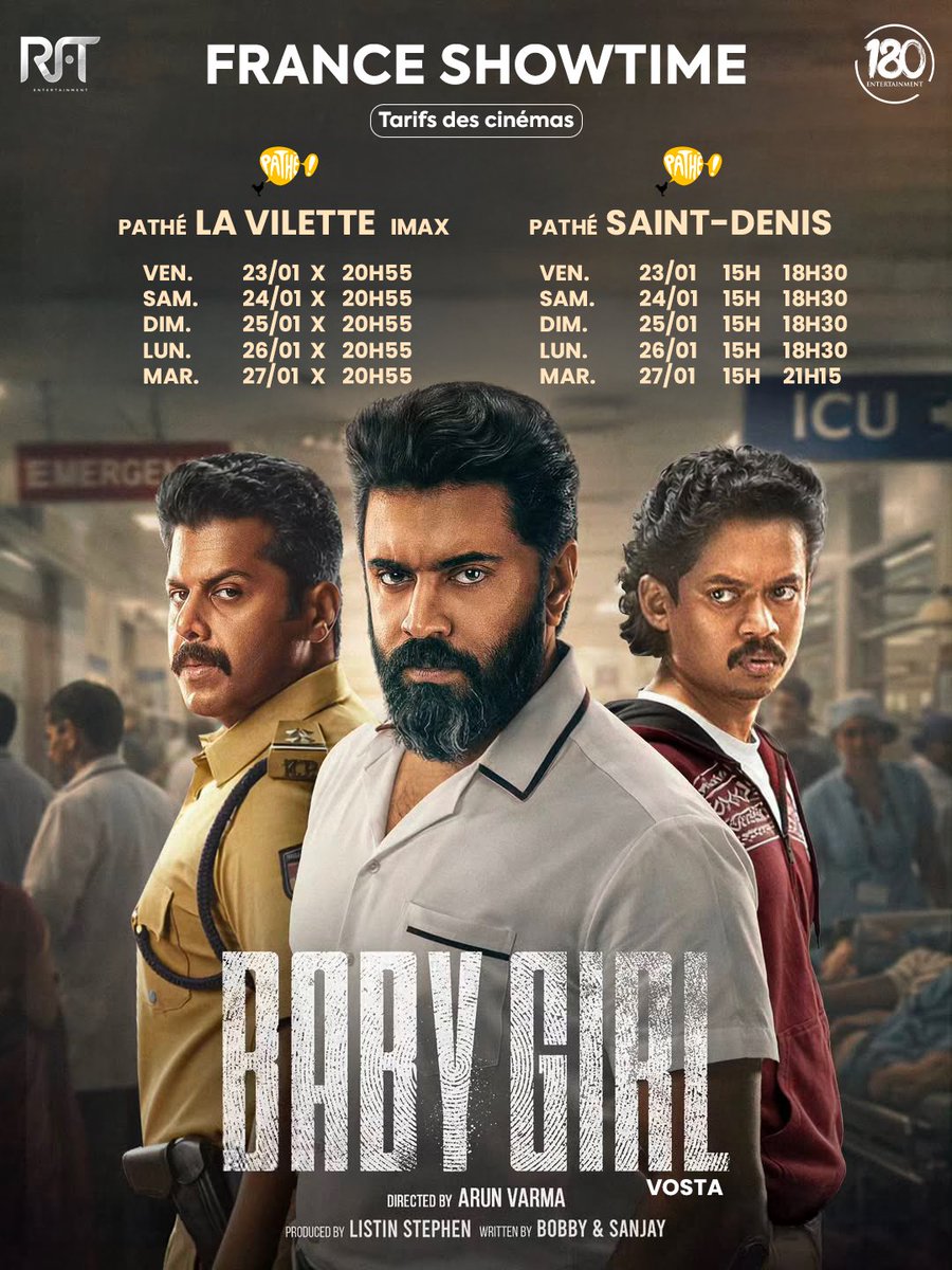 BABY GIRL 👧🏻— VOSTA
Un thriller intense qui vous tiendra en haleine du début à la fin, entre émotions fortes, suspense et rebondissements inattendus.

📍 <a href="/pathecinemas/">Pathé Cinémas</a> 
🗓️ À partir du 23 janvier
🎟️ Billets disponibles dès maintenant

#BabyGirl #VOSTA #Thriller #Malayalam