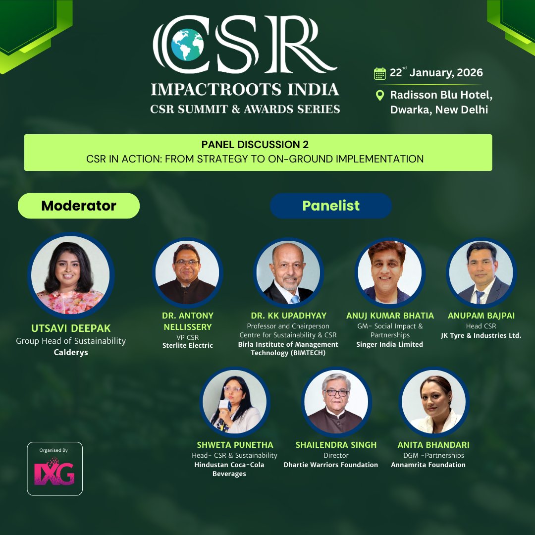 IXG2024's tweet photo. How is CSR actually done? Our panel on Strategy → Implementation has the answers at #ImpactRootsIndia!
🎟️Secure your spot: https://t.co/dZ4CCeGVvO
#ixgcsr #icsrseries #Sustainability #Implementation #PanelDiscussion #SocialImpact #CSRSummit https://t.co/5KP7GlfB07
