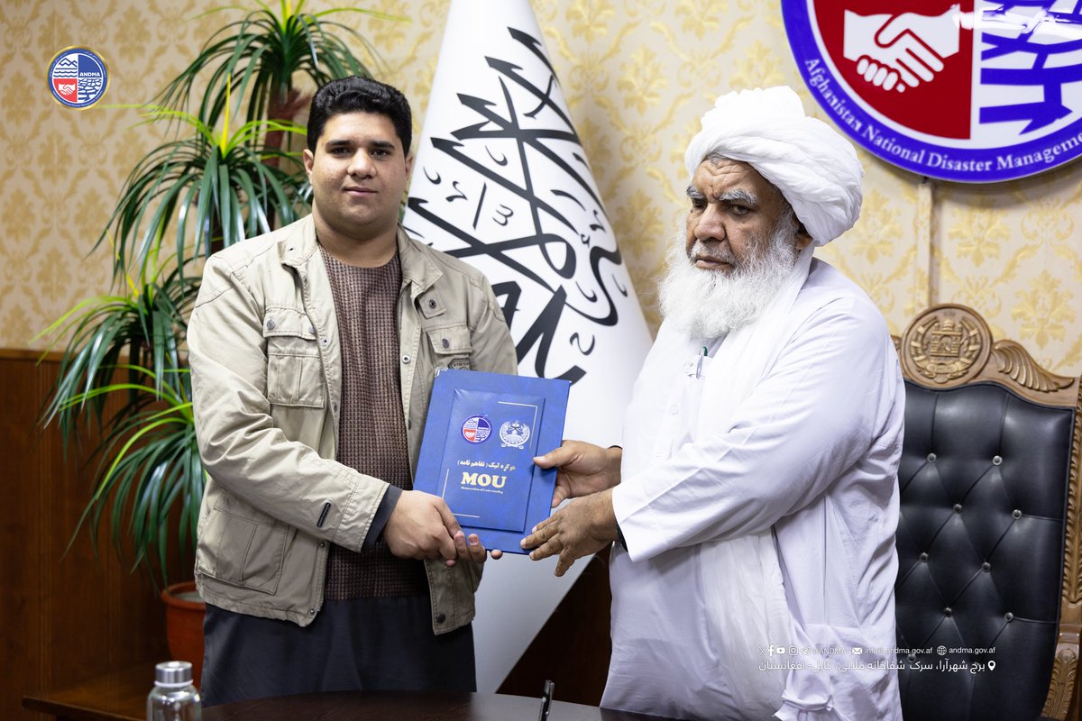 AfghanistanNDMA's tweet image. A Memorandum of Understanding for Joint Cooperation was Signed Between Afghanistan National Disaster Management Authority and the Baran Peace (#RPO) Organization

Today, in afternoon, the Director General of Afghanistan National Disaster Management Authority, His Excellency Alhaj
