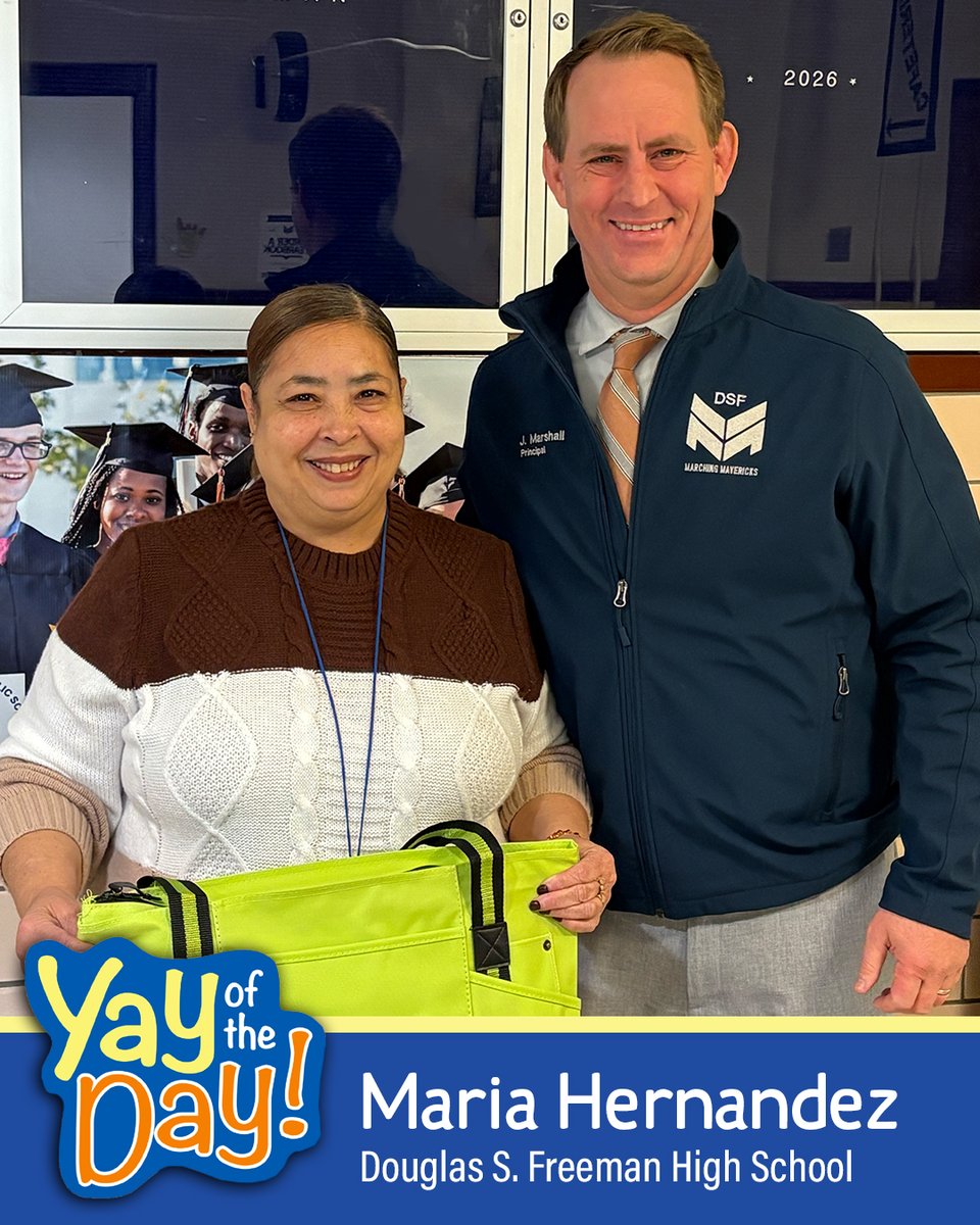 HenricoSchools's tweet photo. YAY MARIA HERNANDEZ! The attendance officer at Freeman H.S. is today's "Yay of the Day" honoree! Superintendent Amy Cashwell honored her at Freeman. 👏

"She consistently embodies HCPS' vision, mission and core values."

• No. 41 in a series. More: https://t.co/4fptedbwdT https://t.co/MhDzDkWYZJ