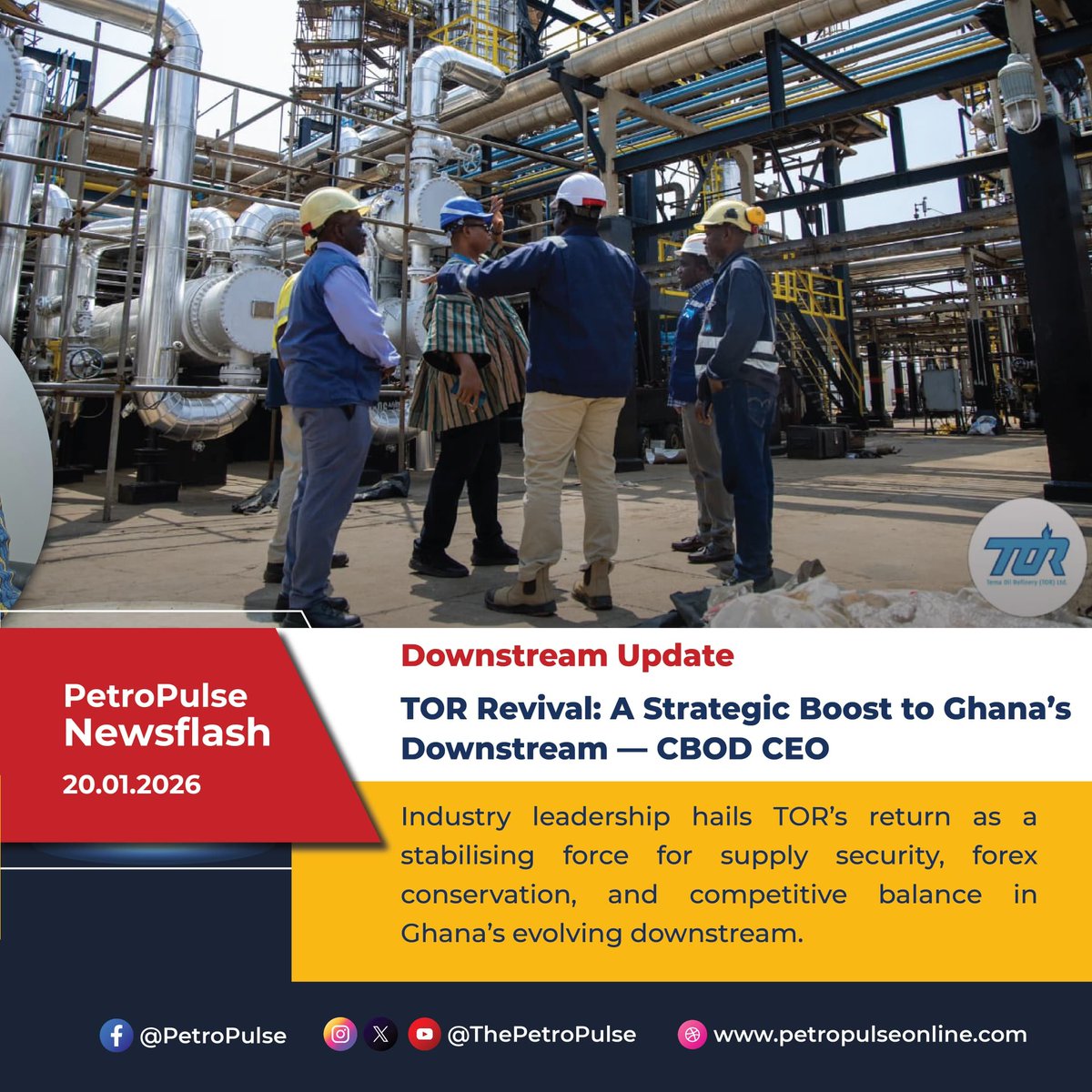 mahama_godwin's tweet photo. The impact of @TemaOilrefinery's core mandate will soon be evident across the sector. #TORIsBack https://t.co/RkA38itouv