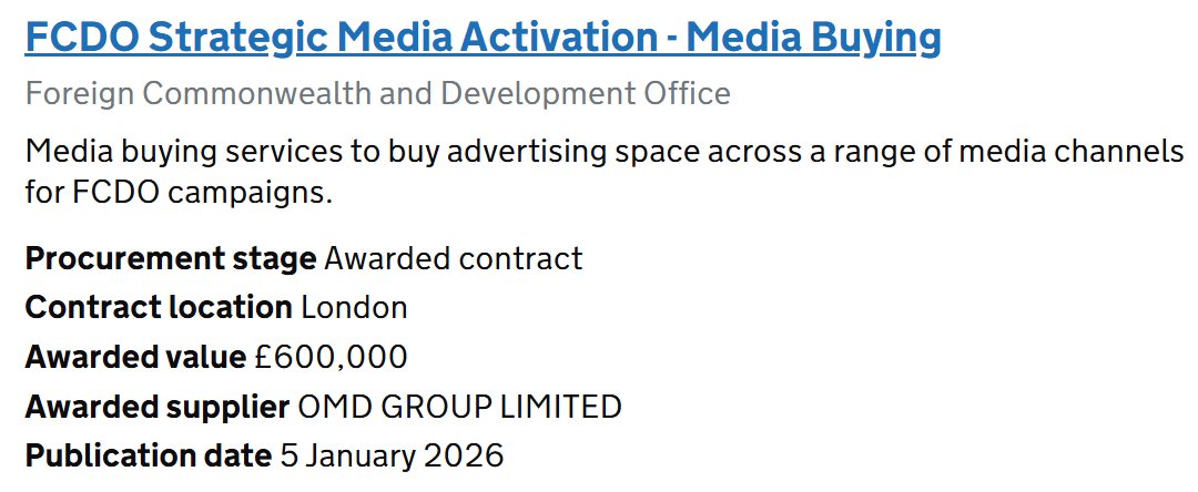 🚨 The Foreign Office has signed off £600,000 on advertising.

At the same time we’re told taxes have to rise, services have to be cut, and everyone needs to tighten their belts.

Apparently that doesn’t apply when Whitehall wants to promote itself.

There’s always money for