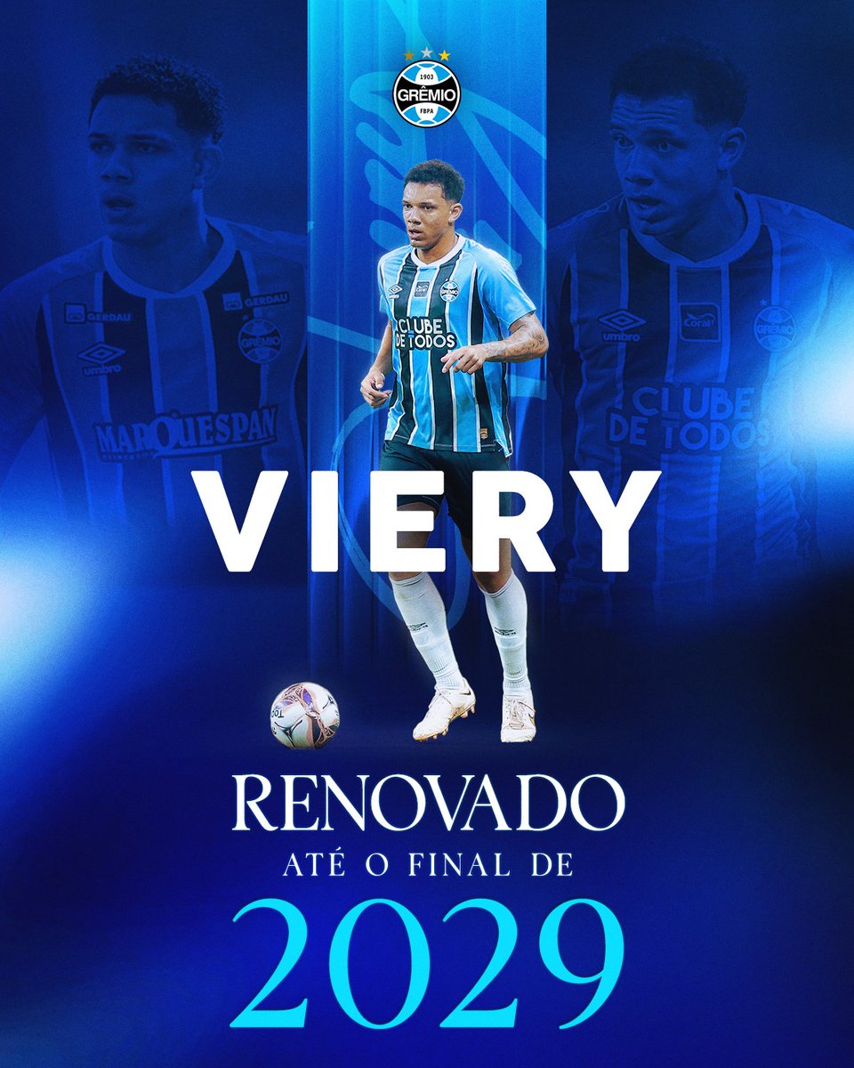 Gremio's tweet image. VIERY ATÉ 2️⃣0️⃣2️⃣9️⃣ 🇪🇪👏🏽

O zagueiro chegou ao Tricolor pela Escola de Futebol, se formou na #BaseGremista e agora estende seu vínculo profissional. Já são 13 partidas vestindo o manto no elenco principal. Sucesso nos próximos anos com as três cores, Viery!

Leia em…
