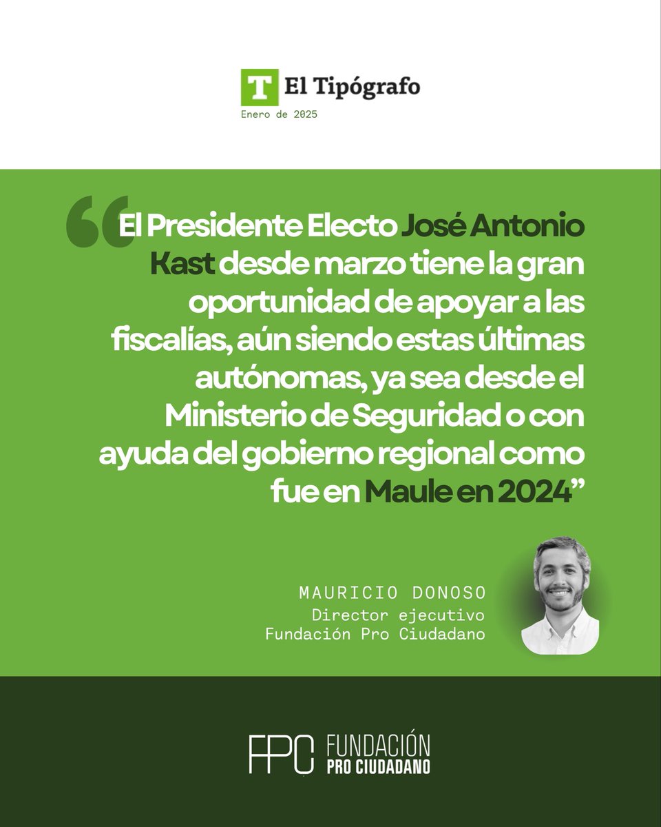 fprociudadano's tweet photo. 🗣️ CONVERSEMOS DE LAS FISCALÍAS ~ Opinión de nuestro director ejecutivo publicada en El Tipógrafo sobre la baja dotación de fiscales versus las más de 80.000 denuncias anuales que debe investigar el Ministerio Público.

🔄 Lee la columna en https://t.co/zYtnkkWcHR https://t.co/CNSxhuRK6R