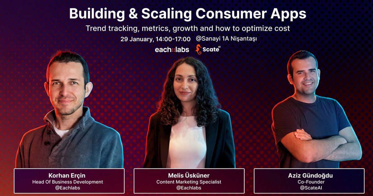 eachlabs's tweet photo. 🚀 We’re meeting in Istanbul for Building &amp; Scaling Consumer Apps.

Building and scaling consumer apps isn’t about guessing. It’s about learning what works.

If you’re building, growing, or scaling a consumer app, join us for real stories, insights, and in-person networking 👇🏻 https://t.co/7LpYcu2lGF