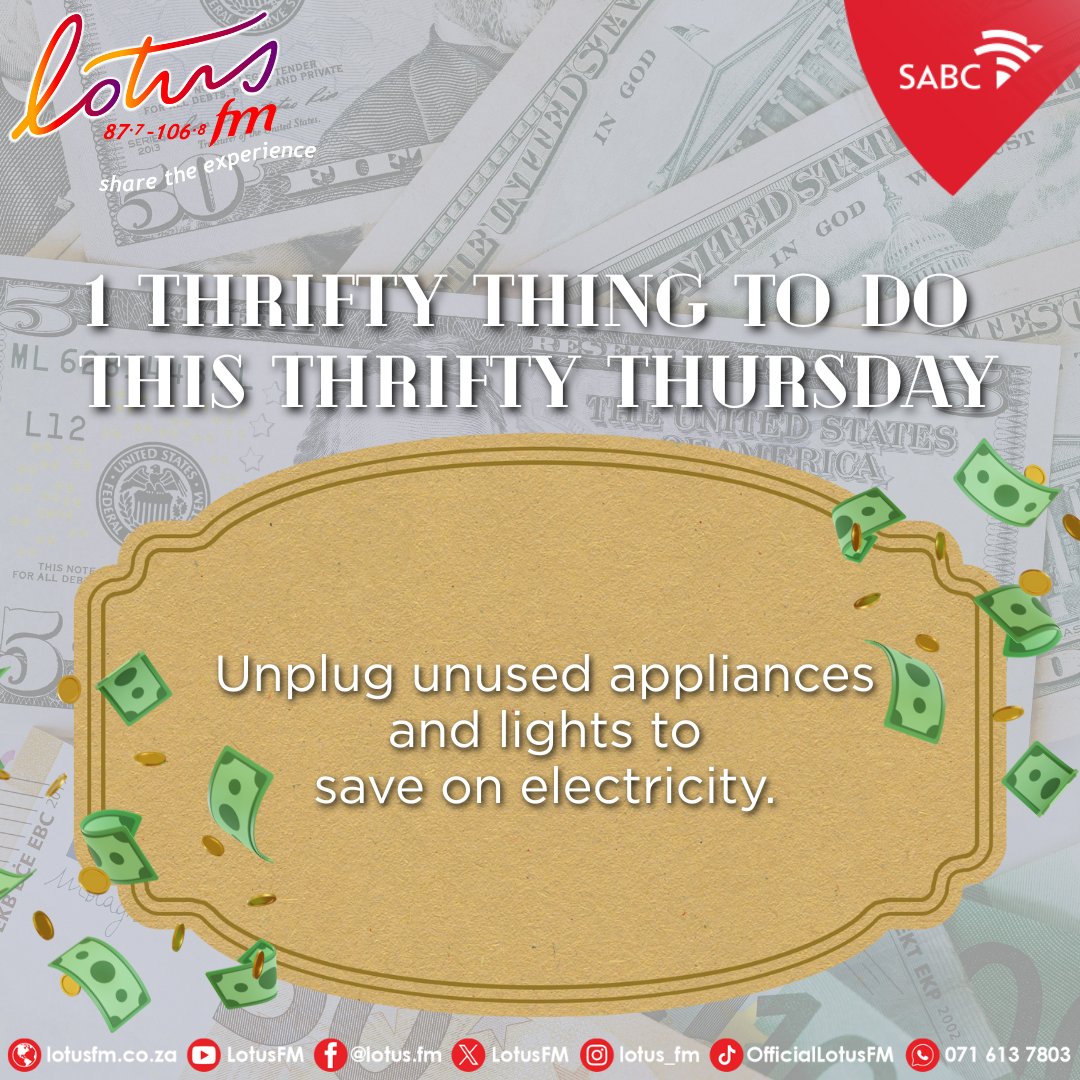 Lotusfm's tweet photo. In 2026 we will be sharing with you, 1 Thrifty thing to do today, every #ThriftyThursday! 🤑💵💳

Let’s start saving money together! 🫰🏻💸💰

#LotusFM #ShareTheExperience https://t.co/pdu0knnosB