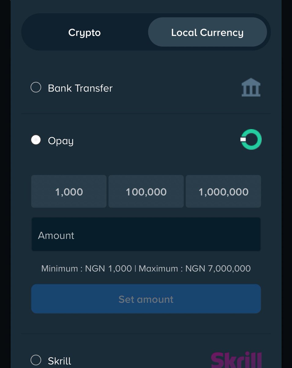Depositing on Stake is easy Deposit Limits: • Minimum: ₦1,000 • Maximum  (single transaction): ₦7,000,000 Steps: 1.Register an account  https://t.co/zNIDVi9VVx 2.Add local currency (NGN - Naira)  https://t.co/38mmpnFNWk Deposit → Local Currency →