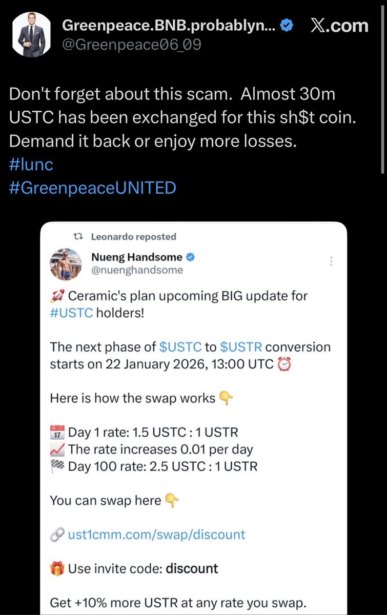 LVSNode's tweet image. Oh @Greenpeace06_09, calling other projects scam when he himself promoted a scam coin to the community, over 20 posts supporting mint cash 🤦🏻‍♂️🤦🏻‍♂️🤦🏻‍♂️

#LUNC #USTC #LUNCCommunity #LUNCArmy DYOR

@Greenpeace06_09 dont worry about deleting your posts, we have records