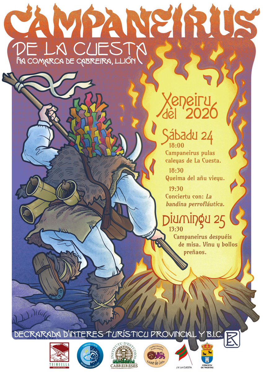 Los Campaneirus salen de nuevo por Santutisu. La Cuesta acogerá esta fiesta declarada de interés turístico durante los días 24 y 25 de enero.

➡ lafueyacabreiresa.com/los-campaneiru…

#MontañasDelTeleno #MujerRural #Teleno #DesarrolloRural #Cultura #Formación